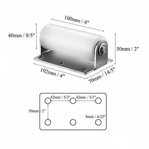 2 Pack 4 Inch Slide Gate Guide Roller Set with 40mm Nylon Wheels and Post Welded Bracket for Smooth, Reliable Sliding Gate Operation