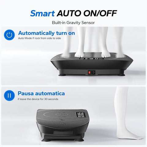 Whole Body Vibration Plate Exercise Machine For Home Gym Bluetooth Enabled With Silicone Pedals Auto Modes Side View