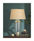 Sharmayne 30.75 Inch Clear Glass Table Lamp With Transparent Glass Shade Vintage Casual Style for Living Room or Bedroom