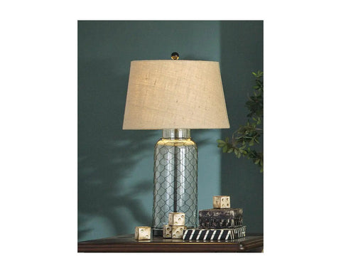 Sharmayne 30.75 Inch Clear Glass Table Lamp With Transparent Glass Shade Vintage Casual Style for Living Room or Bedroom