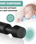 Heavy Duty 4.4 Inch Matte Black Door Stopper Set With Soft Rubber Tips in use near a sleeping baby, highlighting sound dampening.