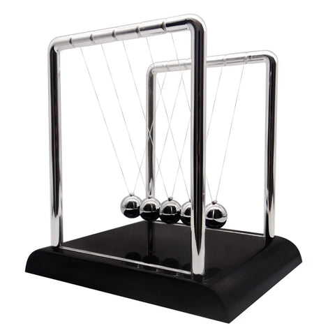 Large Black Newtons Cradle Balance Pendulum Desk Toy For Stress Relief And Focus with metal balls and base