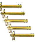 Five yellow zinc plated Three Point Tractor Hitch Pins Built Tough for the Farm Heavy Duty Mild Steel Four Inch Usable Length.
