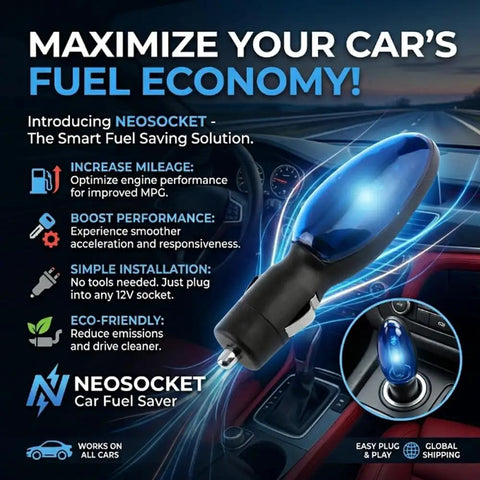 Plug And Play Gas Saver Device For Cars And Trucks 2 Pack Universal Fuel Economizer shown in blue car interior