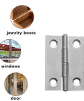 Image of Six Pack 2 Inch Mini Butt Hinges Forged From Premium 304 Stainless Steel for jewelry boxes, windows, and doors.