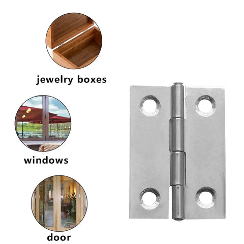 Image of Six Pack 2 Inch Mini Butt Hinges Forged From Premium 304 Stainless Steel for jewelry boxes, windows, and doors.