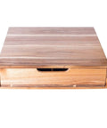 Front view of Acacia Wood Coffee Pod Drawer Organizer for K Cups and OriginalLine, rustic farmhouse style, natural finish.