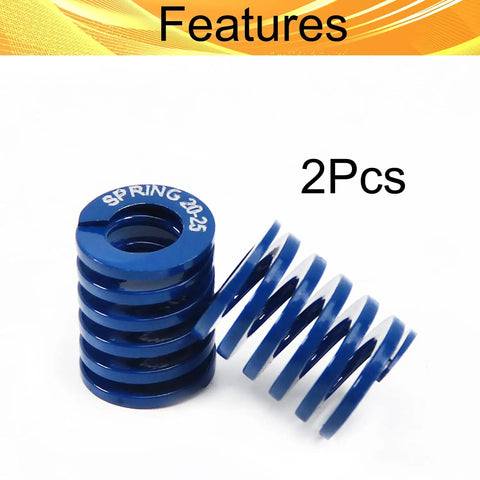Two Pack Blue Light Load Die Springs For 3D Printers, 20 Mm Outer Diameter, 10 Mm Inner Diameter, 25 Mm Long, Closed Design High Precision, Compact And Durable Springs Ideal For Light Load Extrusion And Printer Mechanisms. Blue 2pcs springs