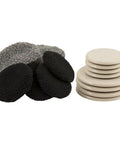 Heavy Furniture Sliders For Carpet And Hardwood Floors Beige Two In One Three And A Half Inch And Five Inch Sizes Make It A Breeze To Move Sofas Tables Desks And More 8 Pack, showing beige and black sliders.