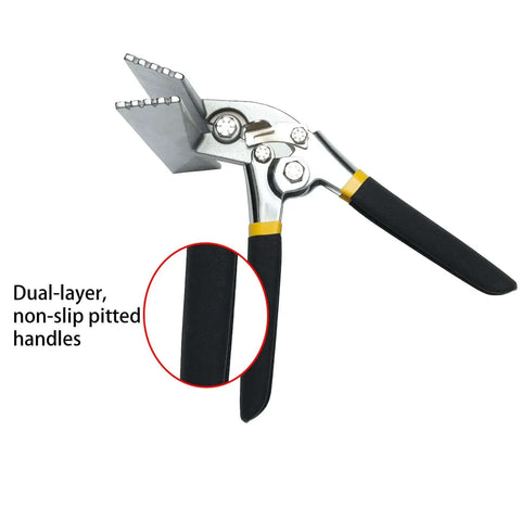 6 Inch Offset Hand Seamer For Sheet Metal With Precision Quarter Inch Increment Markings For Bending And Flattening Metal In Tight Spaces, Durable Pliers For Everyday Metalworking with dual-layer non-slip handles.