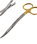 Double Curved Scissors Four And A Half Inch With Pro Grade Tungsten Carbide Inserts And Gold Plated Handle LaGrange Design for precise cutting.