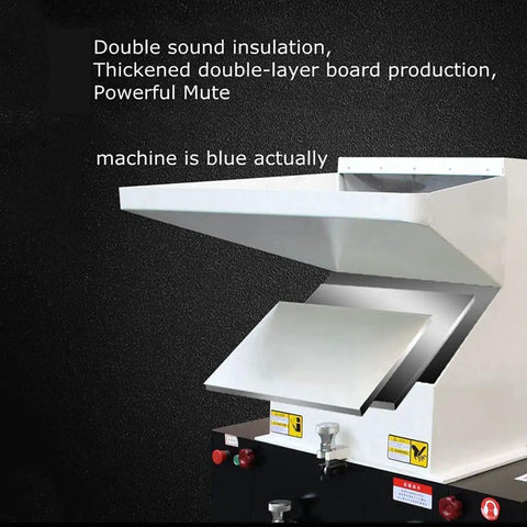 Close-up of the Heavy Duty Plastic Shredder And Crusher 7.5KW Industrial Grinder with sound insulation features.