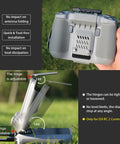 Back view of DJI RC 2 Controller with attached 2 In 1 Anti Glare Sun Hood Shield And Screen Protector Kit showcasing adjustable hinges.