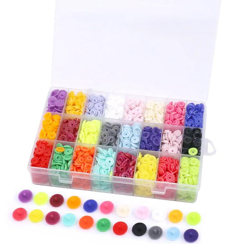 384 Piece T5 Snap Button Set With 24 Colors For Clothes And Cloth Diapers, Plastic Snaps Hand Tool Kit With Organizer Storage Containers