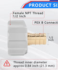 Half Inch PEX To Female NPT Swivel Brass Crimp Adapter No-Lead Fitting, PEX-B Compatible, 360 Degree Swivel Nut For Easy Install And Flex, Heavy-Duty Nylon Nut, Corrosion Resistant, 4-Pack 1/2 Inch female NPT thread