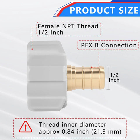 Half Inch PEX To Female NPT Swivel Brass Crimp Adapter No-Lead Fitting, PEX-B Compatible, 360 Degree Swivel Nut For Easy Install And Flex, Heavy-Duty Nylon Nut, Corrosion Resistant, 4-Pack 1/2 Inch female NPT thread
