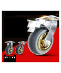 4 Pack Of 8 Inch Heavy Duty Stem Mount Caster Wheels With Swivel And Directional Brake Combo Silent Rubber Rollers on black background.