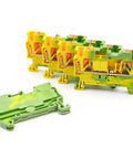 10 Pack Grounding Terminal Block 2.5mm2 DIN Rail With Compact Spring Clamp for easy install, rock solid wiring and safe grounding.