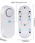 Diagram of water sensor dimensions with water-sensing points for Water Leak Alarm System With 5 Pack WiFi Water Sensors And Hub Kit
