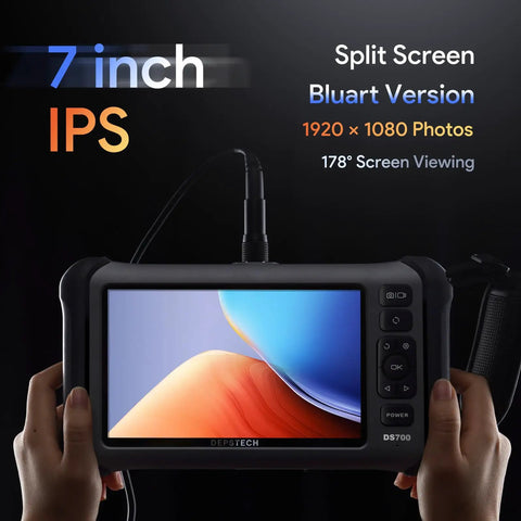 7 Inch IPS Endoscope With Lights And 1080P Triple Lens Borescope Tool screen and buttons view on display