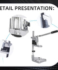 Portable Drill Press Stand For Hand Drills Adjustable Benchtop Clamp With Aluminum Base And Single Hole Precision Drill Station