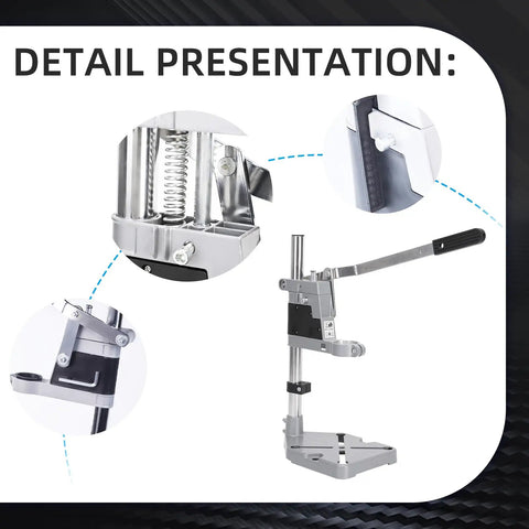 Portable Drill Press Stand For Hand Drills Adjustable Benchtop Clamp With Aluminum Base And Single Hole Precision Drill Station