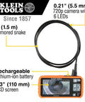 Pro Grade Plumbing Borescope Endoscope With 4.9 Foot Armored Gooseneck Waterproof LED Lights 4.3 Inch LCD Preview 5.5 mm Camera Probe