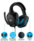 Wired Gaming Headset With 7.1 Surround Sound And DTS Headphone:X 2.0 For PC Gaming, Flip To Mute Microphone, shown in black and blue