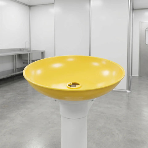 Eyewash Bowl Replacement Basin For Eyewash Stations, 11.81 Inch Yellow ABS Plastic Safety Receptor Basin Shop Ready For Factory Lab And Chemical Room Maintenance, Spill Capture Design, Heavy Duty Multi Environment Use. mounted yellow ABS eyewash basin