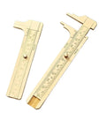 Solid Brass Digital Caliper High-Precision Mini Tool Crafts Jewelry showing two unique measuring scales and smooth finish.
