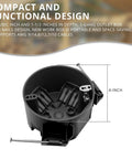 New Work 4 Inch Round Ceiling Electrical Box 1 Gang Black PVC ETL Listed 20 Cubic Inches Nail In Ceiling Box