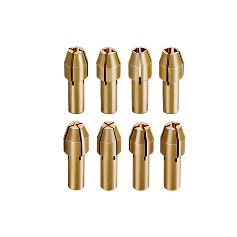 Eight copper slotted collets from Replacement Collets And Nut Set For Rotary Tools Eight Copper Slotted Collets And Two Silver Collets Handy DIY Kit