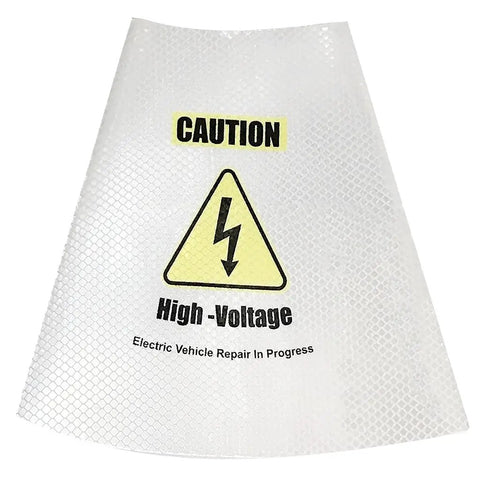 Caution high-voltage sleeve from the Shop Certified Reflective Traffic Safety Cone Collar Kit For EV Repairs And High Voltage Warning Systems.