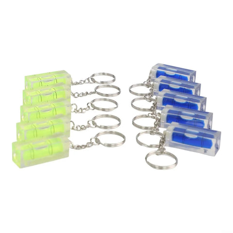 Green and Blue for acrylic Square for spirit Level Bubble Inclinometer set of keychain levels in yellow and blue.