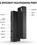 Rock Solid Thunderbolt 4 Docking Station For Laptops Drives Four 4K Monitors With Boss 230W Power Delivery showing 12 multitasking ports.