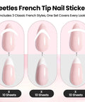 French Manicure Nail Art Stickers 30 Sheets With 3 Design Options Self Adhesive Nail Tips Guides for DIY
