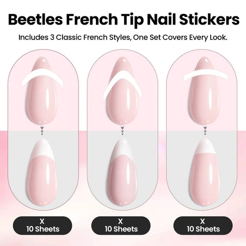 French Manicure Nail Art Stickers 30 Sheets With 3 Design Options Self Adhesive Nail Tips Guides for DIY
