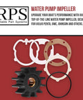 Marine Water Pump Impeller Kit Fits Volvo Penta 3.0 4.3 5.0 5.7 V6 V8 Engines Includes O Rings And Gaskets For Jabsco 1210 0001 Sierra 18 3081 18 3277 OMC Replacement And Easy Install; image of impeller, O-rings, and gaskets on red background