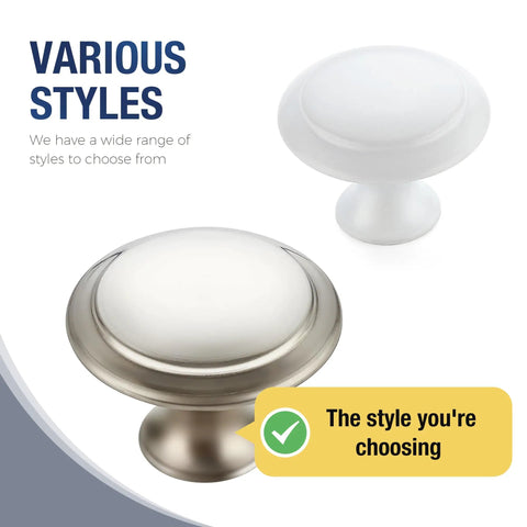 Kick Up Your Cabinets With These Fresh Brushed Nickel Knobs Breezy Install Hardware Kit Includes Mounting Screws Top Tier Gear with brushed nickel and white knobs.