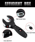 Ratcheting Tubing Cutter 2-In-1 Close Quarters Pipe Cutter with features labeled, for copper PVC and metal tubes.