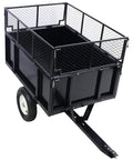 Beefed Up 2 In 1 Dumping System ATV Trailer Steel Dump Cart Heavy Duty Tow Behind Cart For Tractors ATV UTV Lawn Mowers Black