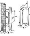 Diagram of Mortise Style Reversible Sliding Patio Door Handle Set With Oak Wood Interior Handle And White Diecast Exterior Pull An Easy Swap For Your Old Door Hardware Fits 3-15/16 Inch Screw Hole Spacing Non Keyed With Latch Locks Black