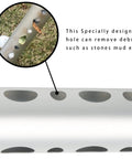 Close-up of 39 Inch Aluminum Golf Ball Picker Tool with Quick Tube Release, showing debris removal hole on sucker tube.