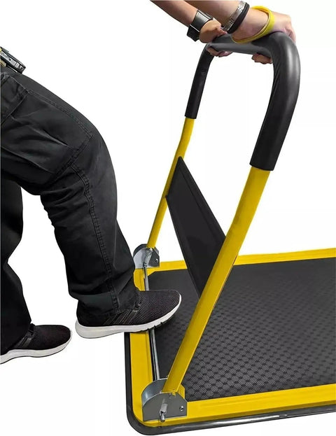 Heavy Duty Folding Hand Truck Dolly With Wheels 330 Lb Capacity No Sweat Easy Move Trolley For Home Warehouse And Office Portable Telescoping Handle For Quick Transport, yellow frame