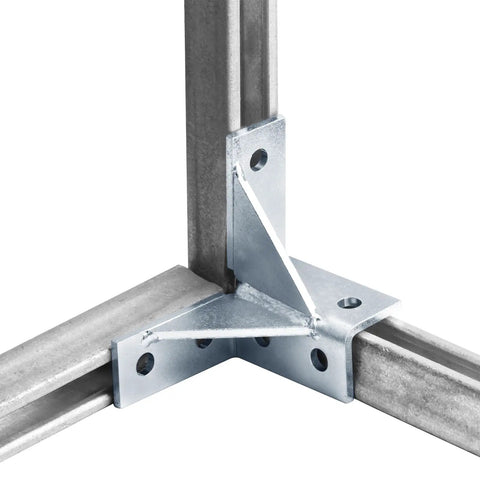 Two Pack Double Corner Connector For One And Five Eighths Inch Strut Channel Wing Shaped Fitting Brackets installed in strut system