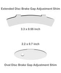 MTB And Road Bike Disc Brake Rotor Truing Tool Kit with extended and oval gap adjustment shims, dimensions shown.