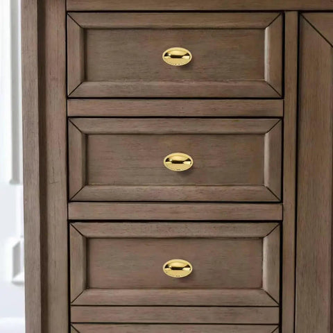 Wooden dresser with Unlacquered Brass Egg Cabinet Knobs Set One And A Half Inch Diameter Vintage Retro Old School Style