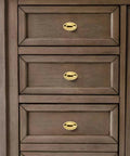 Solid Unlacquered Brass Oval Cabinet Knobs Set Of Ten Vintage Retro Egg Pull Handles For Kitchens Bathrooms And Dressers 1 1 8 Inch installed on wooden dresser drawers.