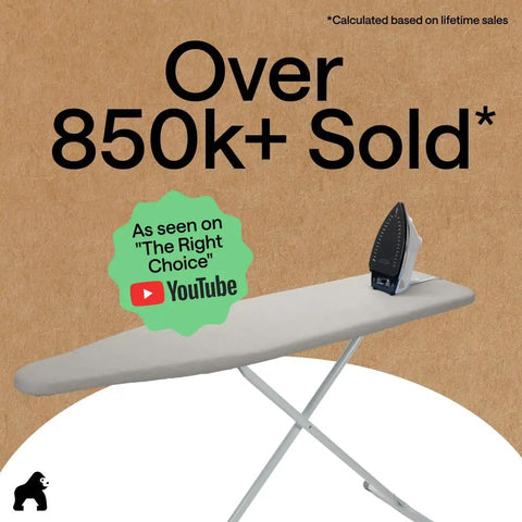 Heavy Duty Ironing Board Cover And Pad With Silicone Coating, Heat Resistant Up To 400 Degrees, displayed with iron