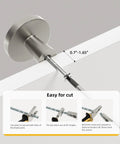 Close-up of Heavy Duty Zinc Alloy Cabinet Knobs 5 Pack Brushed Nickel Drawer Handles with installation diagram.